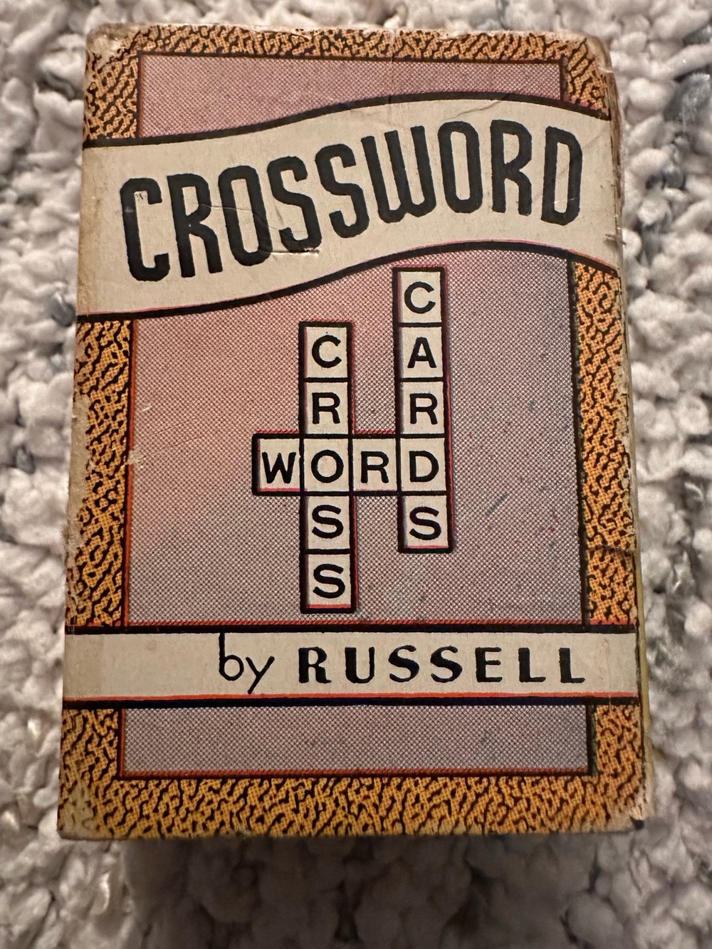 Vintage circa 1935 Russell brand crossword mini card game.